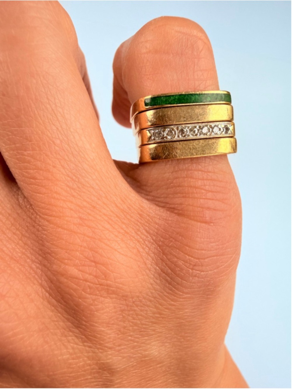 14K Solid Gold Designer NOVA Modern Minimalist Square Band Stacking Ring N2 - Picture 10 of 11